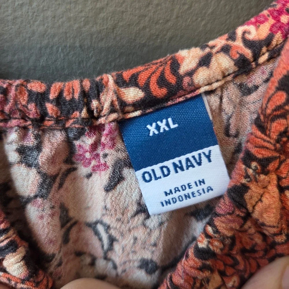 Old Navy XXL Floral Midi Milkmaid Dress Sleeveless Tie Front Boho Cottagecore - Picture 3 of 6